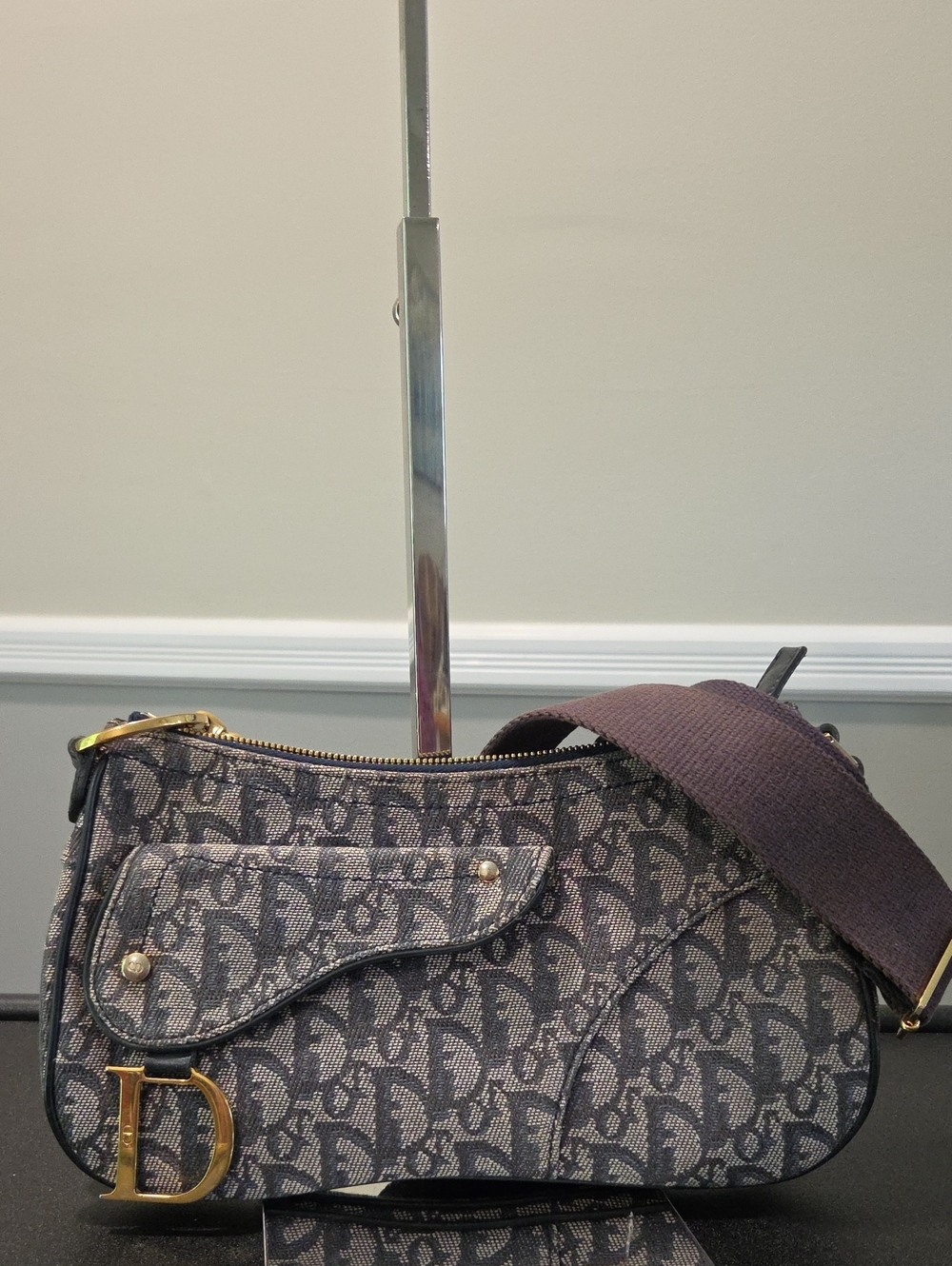 Dior Trotter Double Saddle Crossbody/Shoulder Bag with Gold Hardware-Vintage